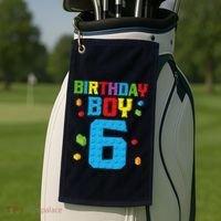 Master Builder 6th Birthday Boy 6 Six Year Building Bricks Golf Towel thumb 2