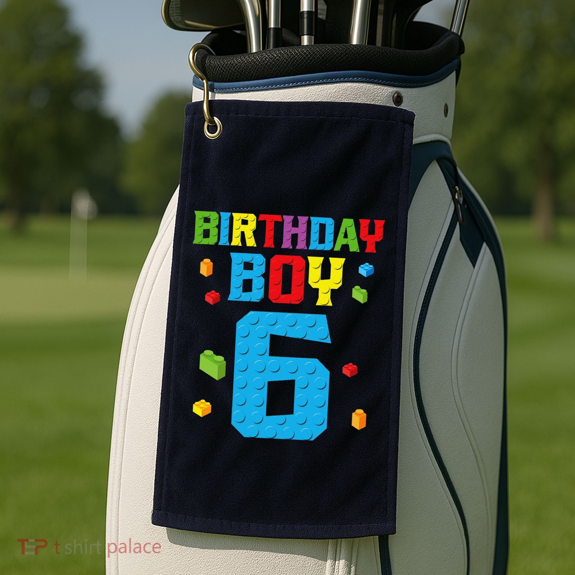 Master Builder 6th Birthday Boy 6 Six Year Building Bricks Golf Towel