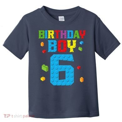 Master Builder 6th Birthday Boy 6 Six Year Building Bricks Toddler T-Shirt