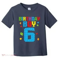 Master Builder 6th Birthday Boy 6 Six Year Building Bricks Toddler T-Shirt thumb 0