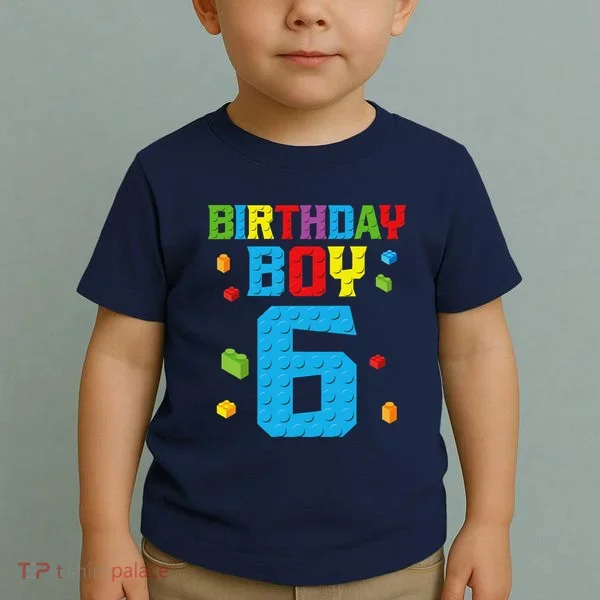 Master Builder 6th Birthday Boy 6 Six Year Building Bricks Toddler T-Shirt