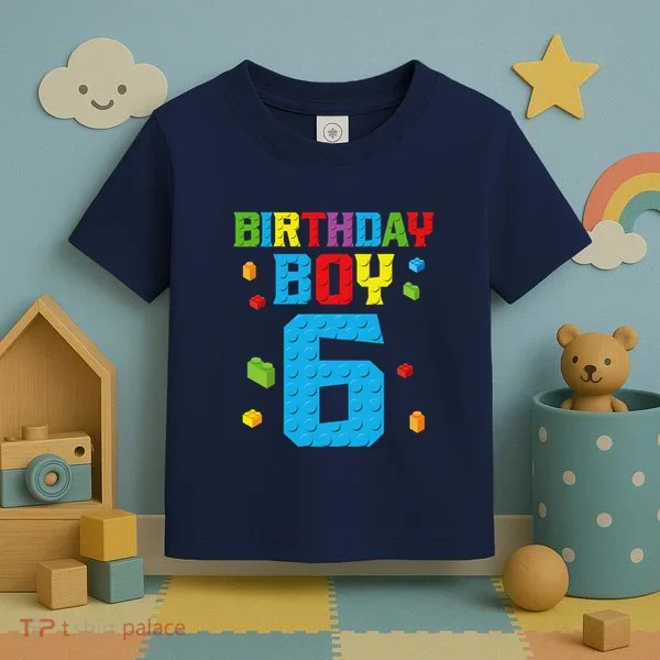Master Builder 6th Birthday Boy 6 Six Year Building Bricks Toddler T-Shirt
