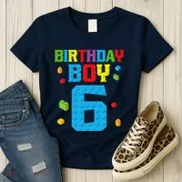 Master Builder 6th Birthday Boy 6 Six Year Building Bricks Women's T-Shirt thumb 3