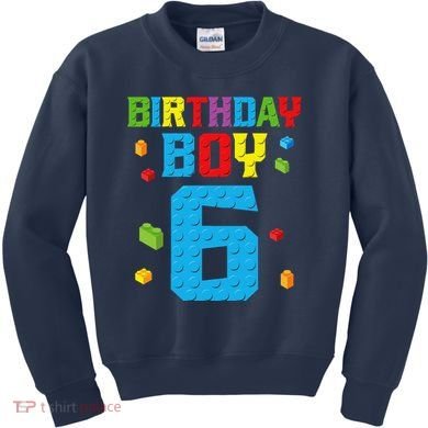 Master Builder 6th Birthday Boy 6 Six Year Building Bricks Kids Sweatshirt