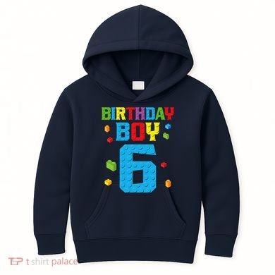 Master Builder 6th Birthday Boy 6 Six Year Building Bricks Kids Hoodie