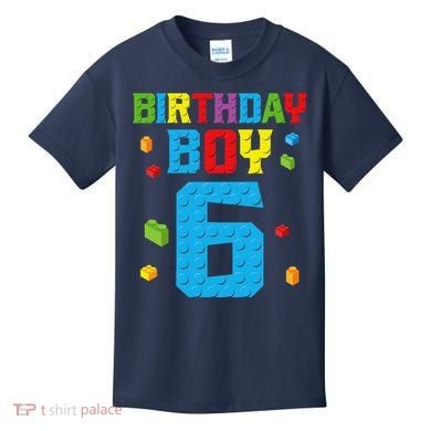 Master Builder 6th Birthday Boy 6 Six Year Building Bricks Kids T-Shirt
