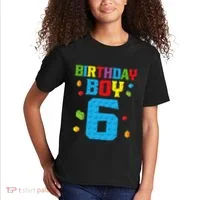 Master Builder 6th Birthday Boy 6 Six Year Building Bricks Kids T-Shirt thumb 2