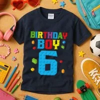 Master Builder 6th Birthday Boy 6 Six Year Building Bricks Kids T-Shirt thumb 3