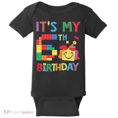 Master Builder 6th ItS My 6th Birthday Brick Blocks Baby Bodysuit