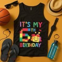 Master Builder 6th ItS My 6th Birthday Brick Blocks Tank Top thumb 4