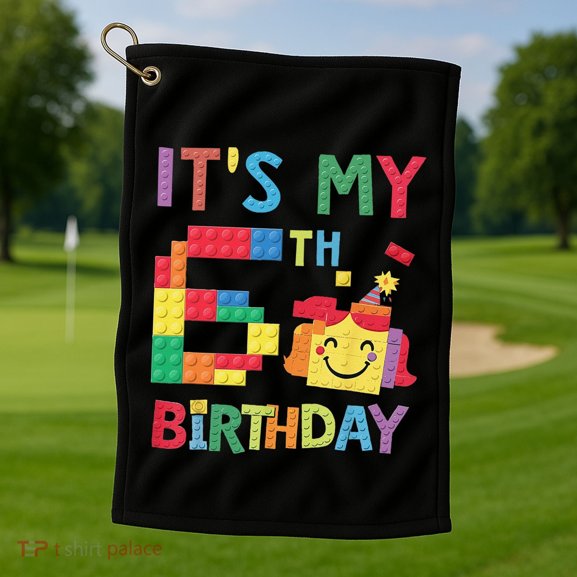 Master Builder 6th ItS My 6th Birthday Brick Blocks Golf Towel
