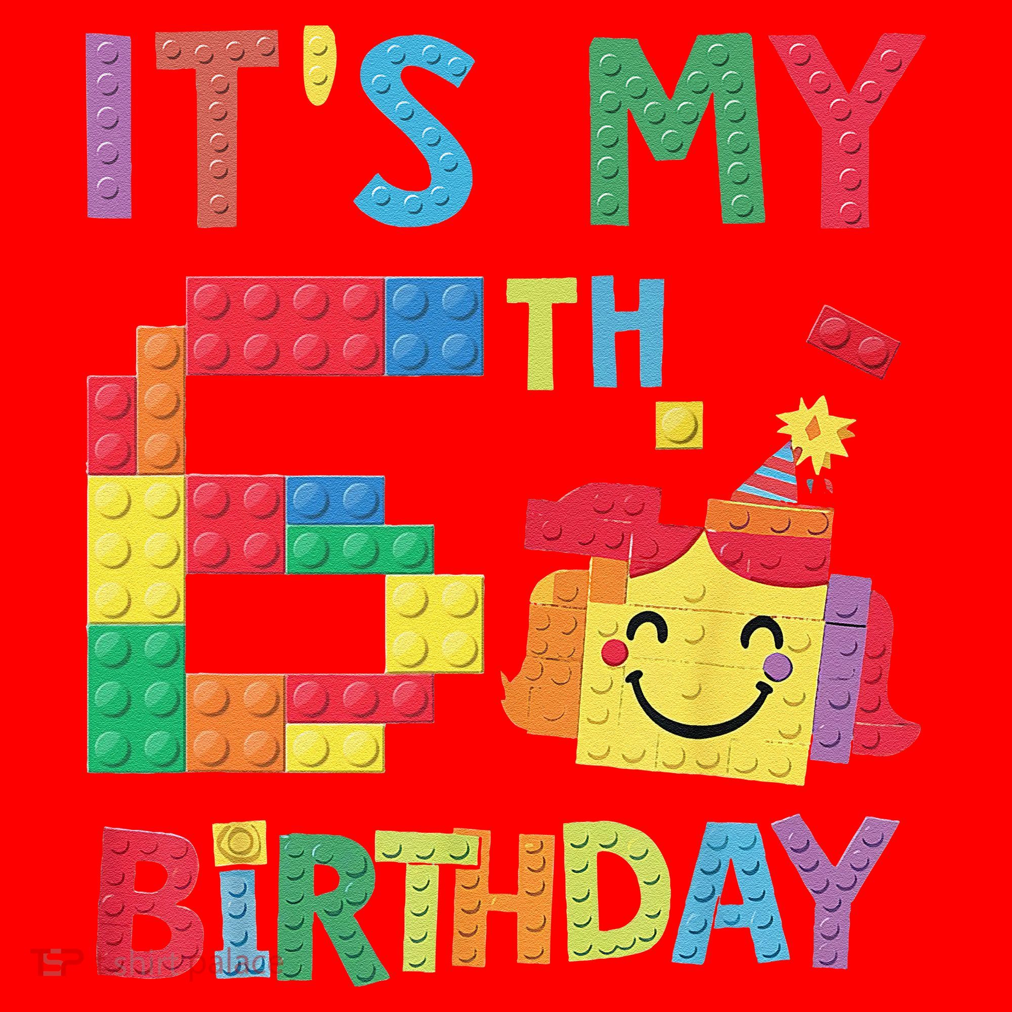 Master Builder 6th ItS My 6th Birthday Brick Blocks Santa Hat