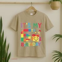 Master Builder 6th ItS My 6th Birthday Brick Blocks T-Shirt thumb 2