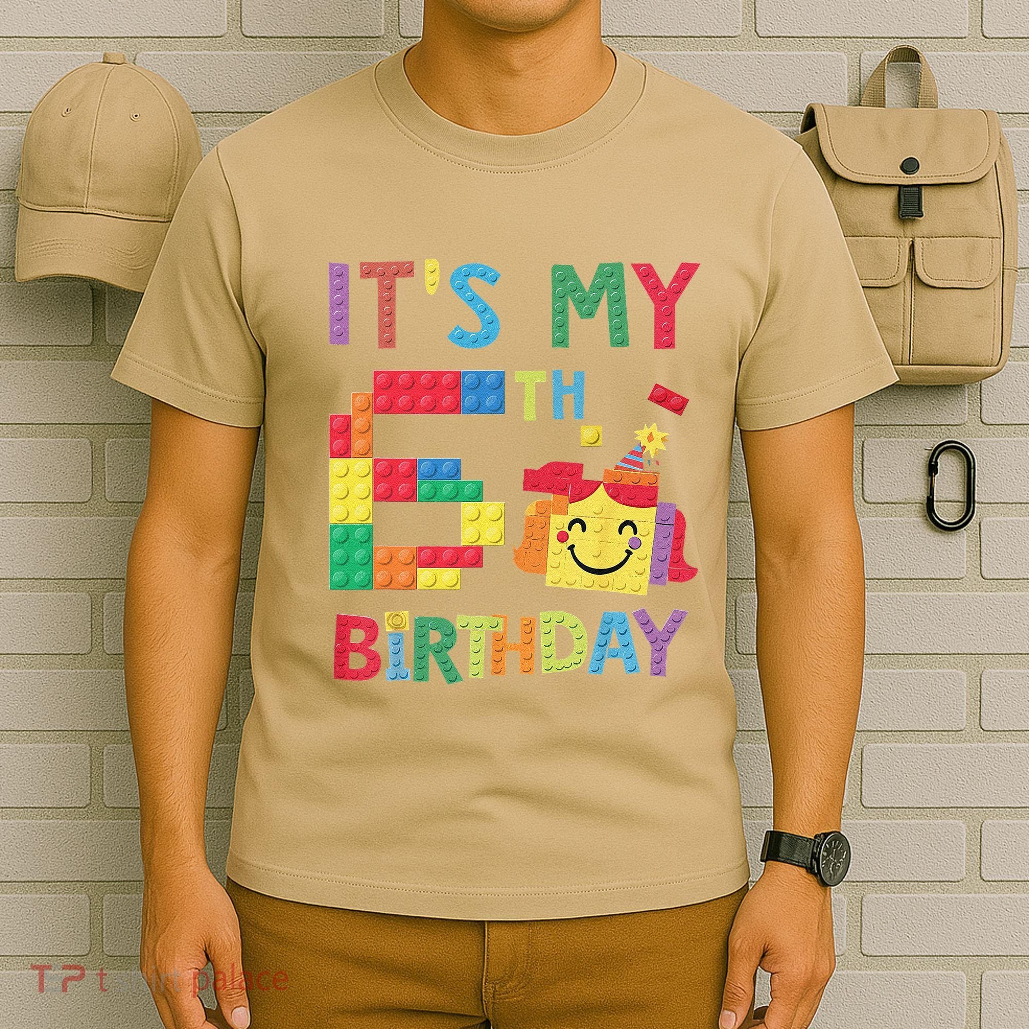 Master Builder 6th ItS My 6th Birthday Brick Blocks T-Shirt