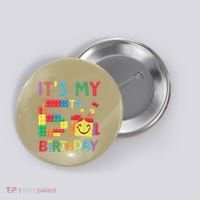 Master Builder 6th ItS My 6th Birthday Brick Blocks Button thumb 0