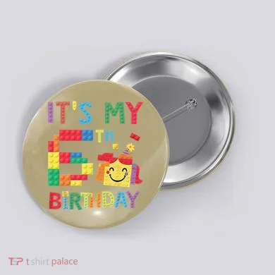 Master Builder 6th ItS My 6th Birthday Brick Blocks Button