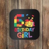 Master Builder 6th Birthday Girl 6 Year Old Brick Blocks Coaster thumb 0