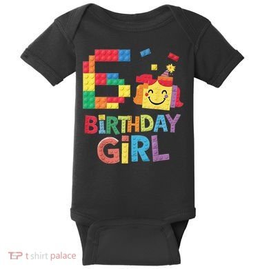 Master Builder 6th Birthday Girl 6 Year Old Brick Blocks Baby Bodysuit