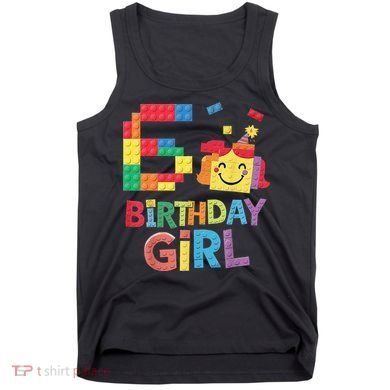 Master Builder 6th Birthday Girl 6 Year Old Brick Blocks Tank Top