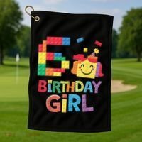 Master Builder 6th Birthday Girl 6 Year Old Brick Blocks Golf Towel thumb 1