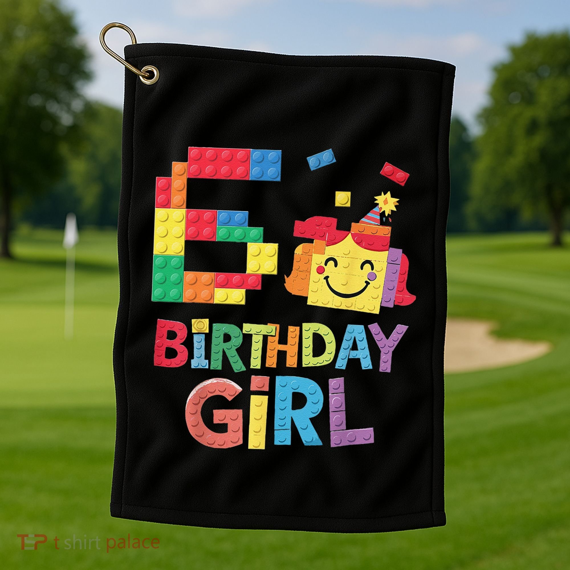 Master Builder 6th Birthday Girl 6 Year Old Brick Blocks Golf Towel