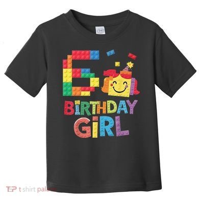 Master Builder 6th Birthday Girl 6 Year Old Brick Blocks Toddler T-Shirt