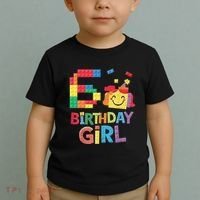 Master Builder 6th Birthday Girl 6 Year Old Brick Blocks Toddler T-Shirt thumb 2