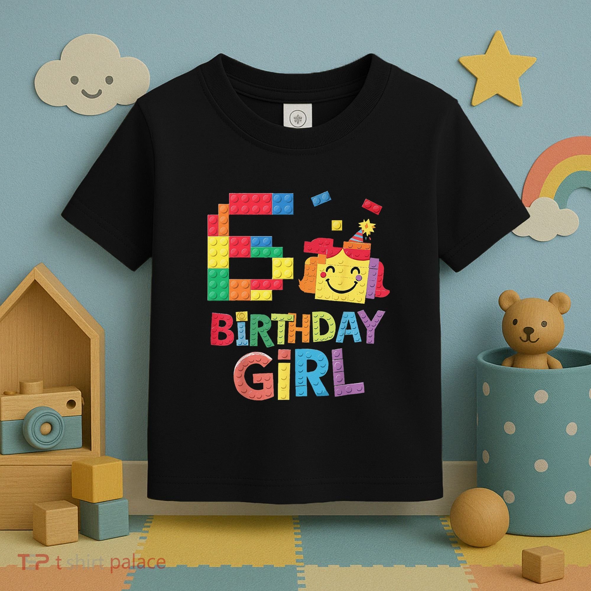 Master Builder 6th Birthday Girl 6 Year Old Brick Blocks Toddler T-Shirt
