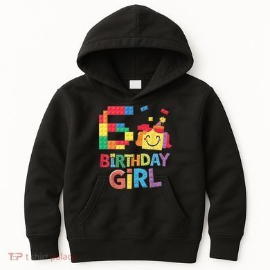 Master Builder 6th Birthday Girl 6 Year Old Brick Blocks Kids Hoodie