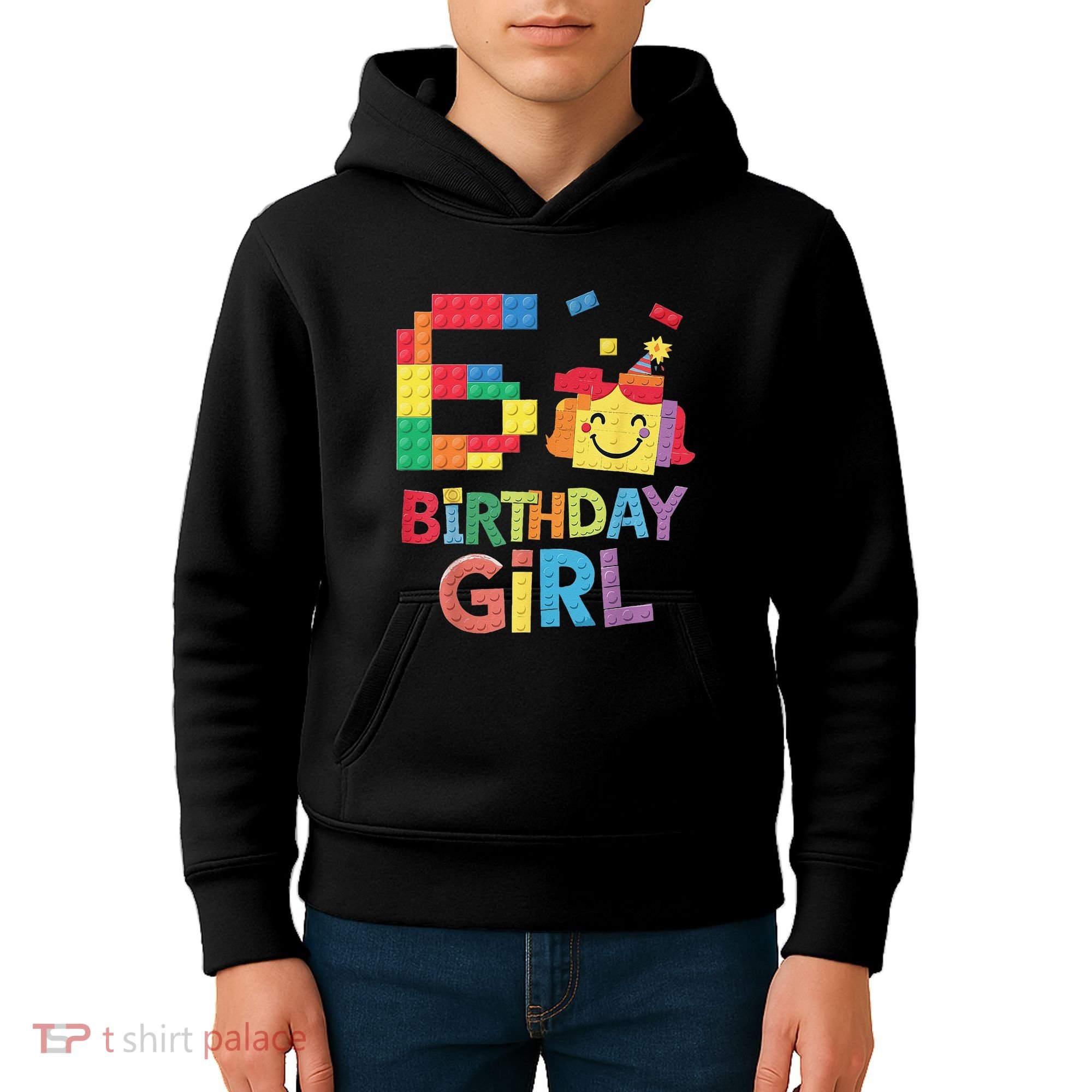 Master Builder 6th Birthday Girl 6 Year Old Brick Blocks Kids Hoodie
