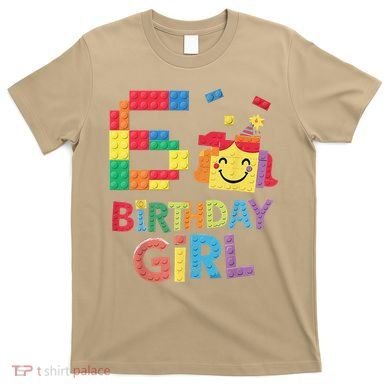 Master Builder 6th Birthday Girl 6 Year Old Brick Blocks T-Shirt
