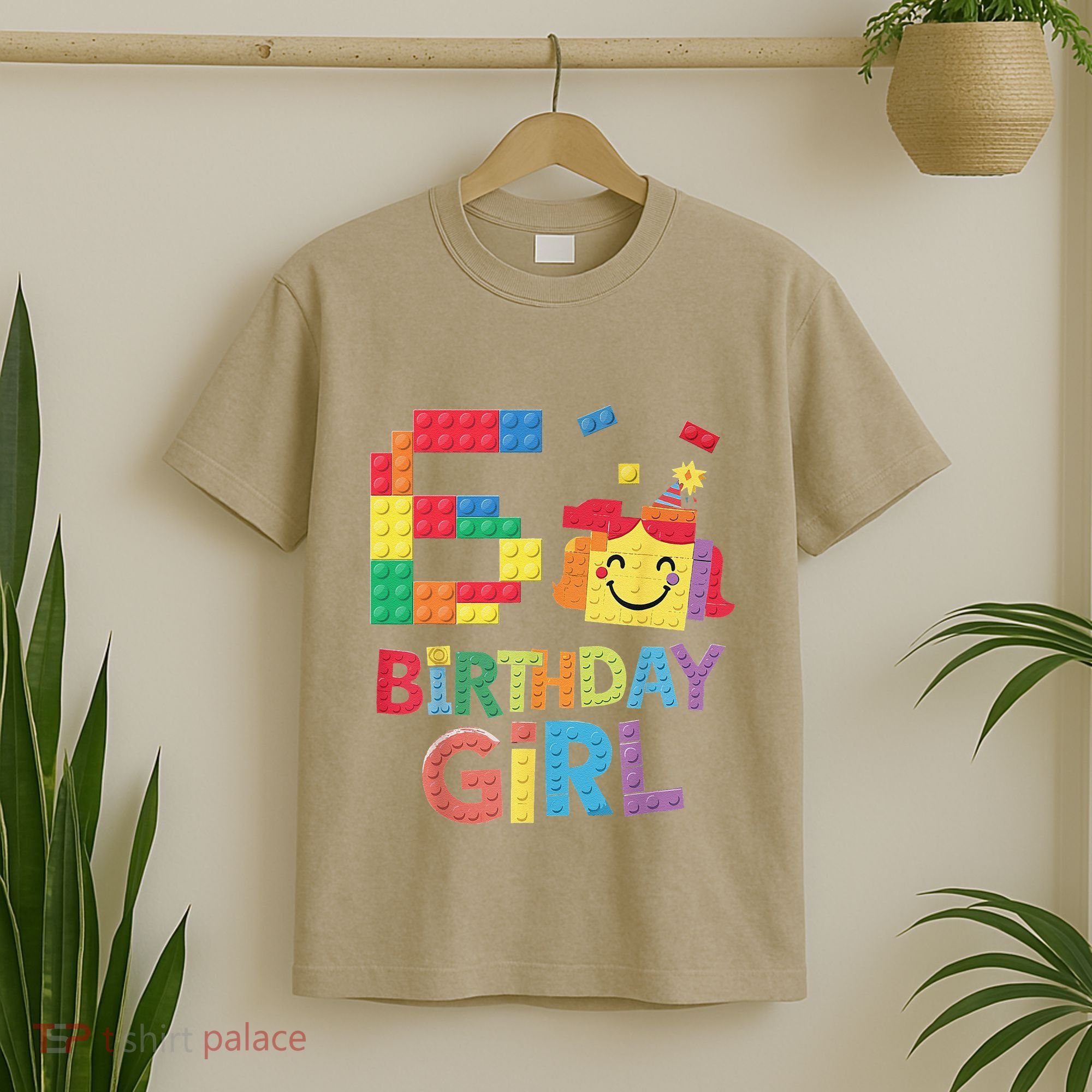 Master Builder 6th Birthday Girl 6 Year Old Brick Blocks T-Shirt