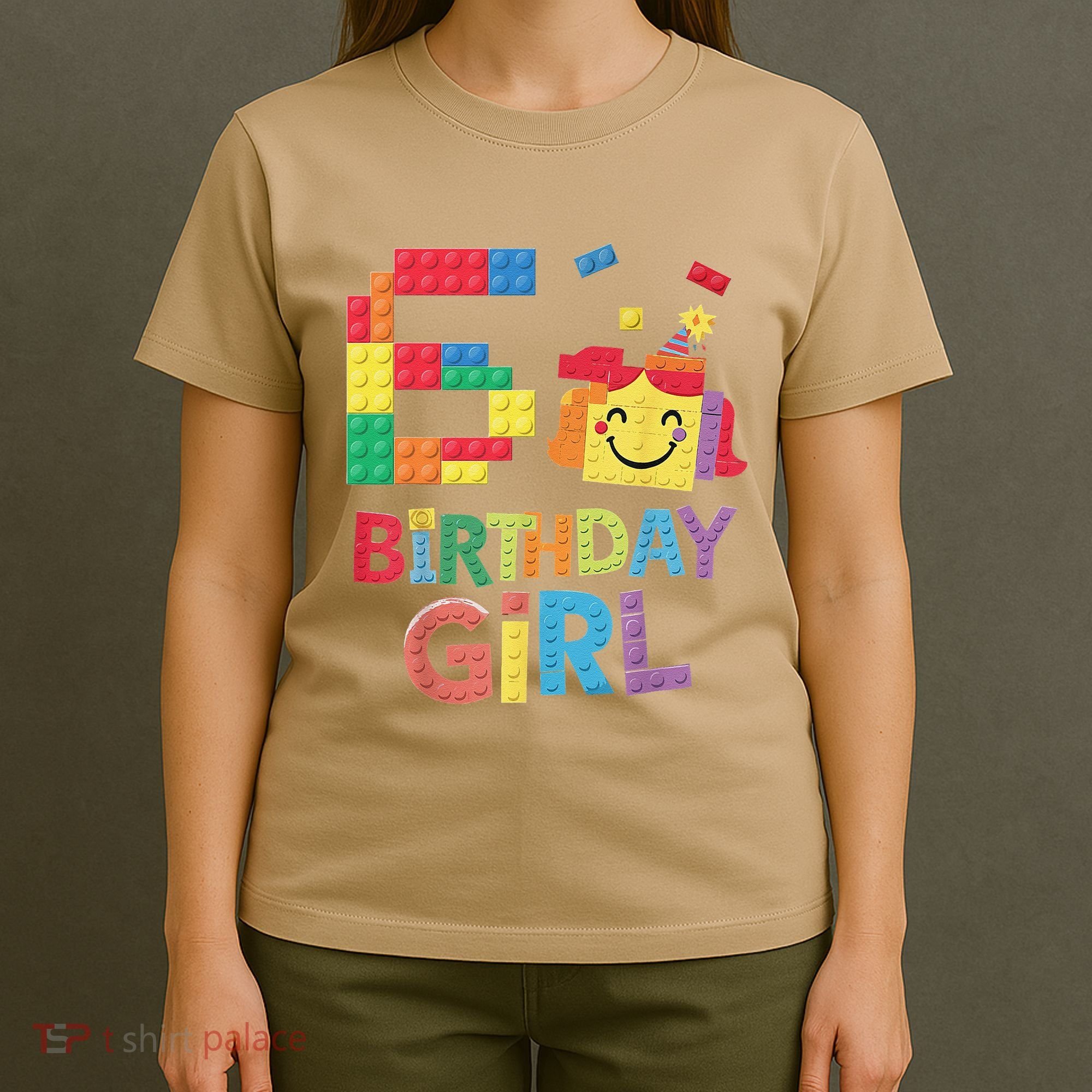 Master Builder 6th Birthday Girl 6 Year Old Brick Blocks T-Shirt