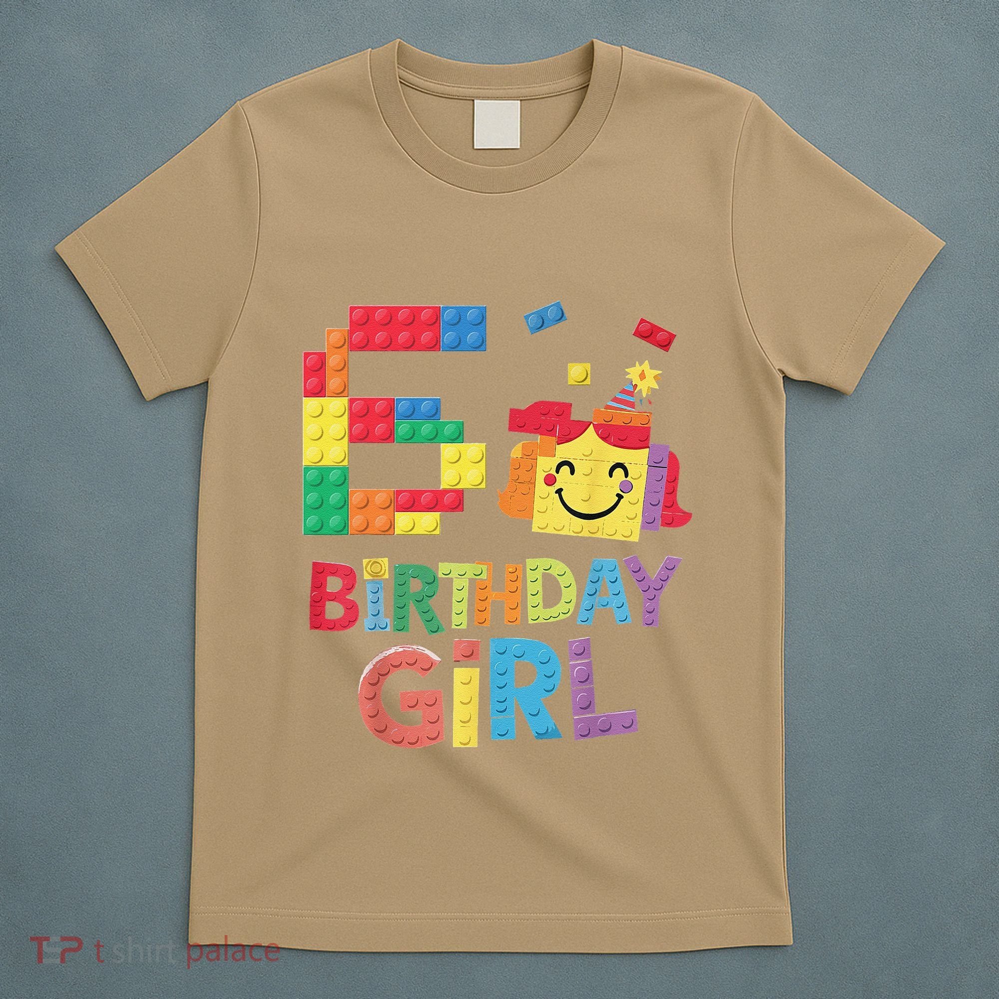 Master Builder 6th Birthday Girl 6 Year Old Brick Blocks T-Shirt