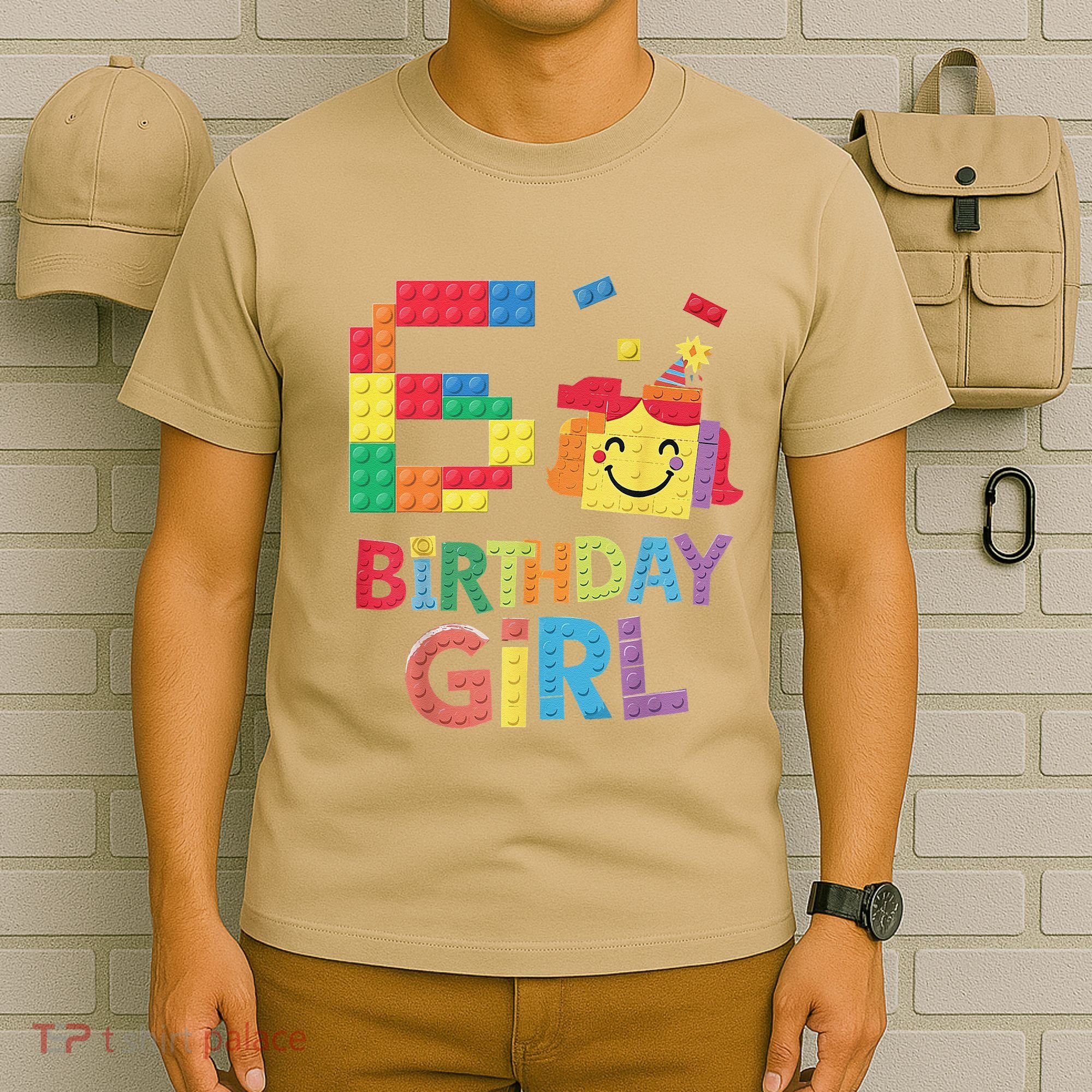 Master Builder 6th Birthday Girl 6 Year Old Brick Blocks T-Shirt