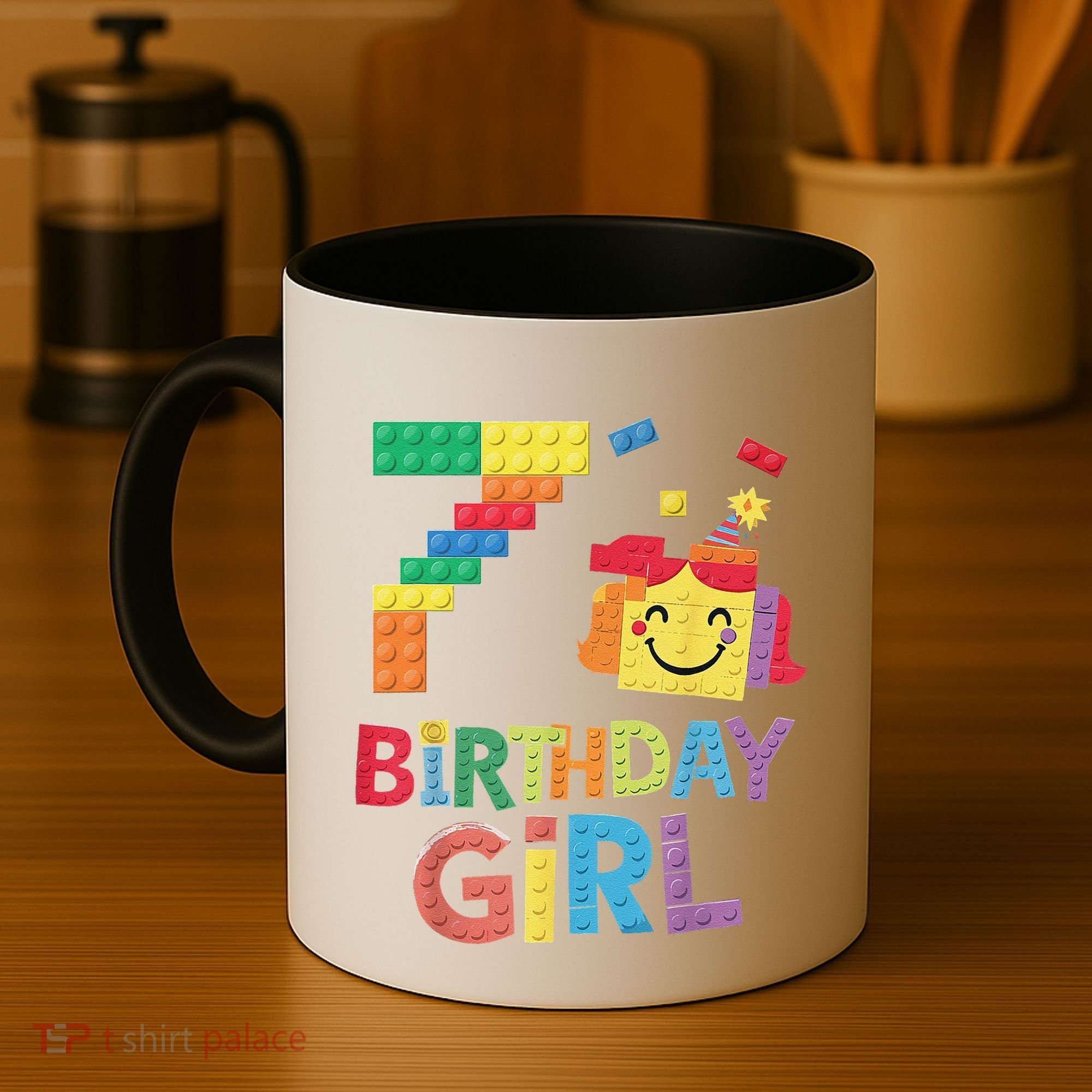 Master Builder 7th Birthday Girl 7 Year Old Brick Blocks Coffee Mug