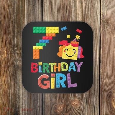 Master Builder 7th Birthday Girl 7 Year Old Brick Blocks Coaster