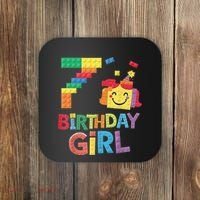Master Builder 7th Birthday Girl 7 Year Old Brick Blocks Coaster thumb 0