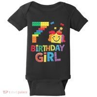 Master Builder 7th Birthday Girl 7 Year Old Brick Blocks Baby Bodysuit thumb 0