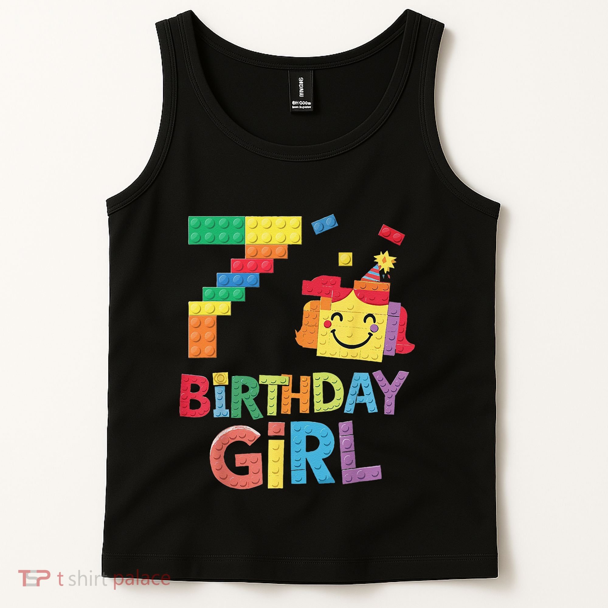 Master Builder 7th Birthday Girl 7 Year Old Brick Blocks Tank Top