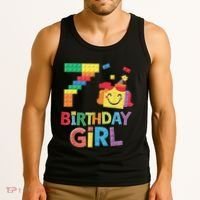 Master Builder 7th Birthday Girl 7 Year Old Brick Blocks Tank Top thumb 3