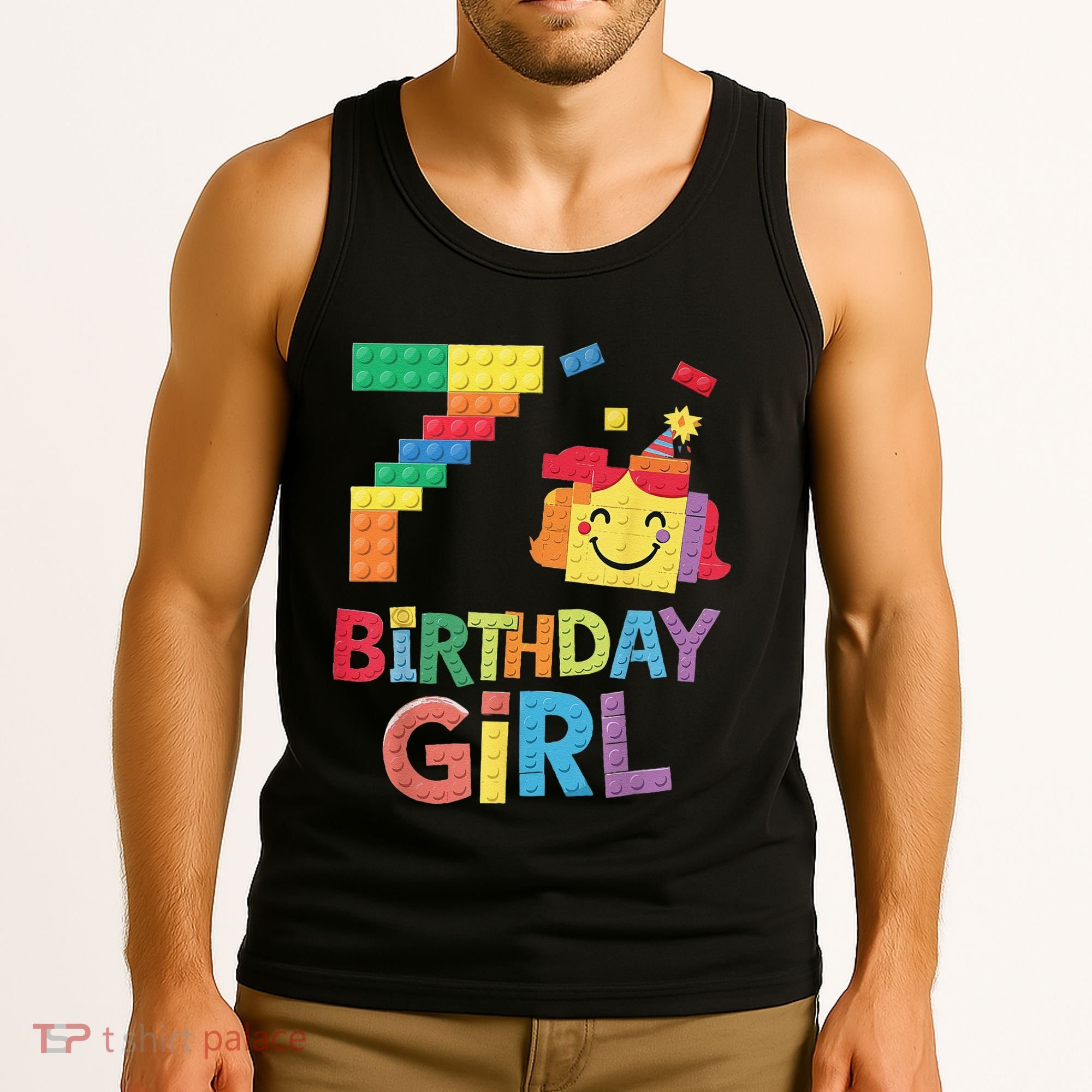 Master Builder 7th Birthday Girl 7 Year Old Brick Blocks Tank Top