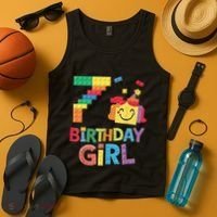 Master Builder 7th Birthday Girl 7 Year Old Brick Blocks Tank Top thumb 4