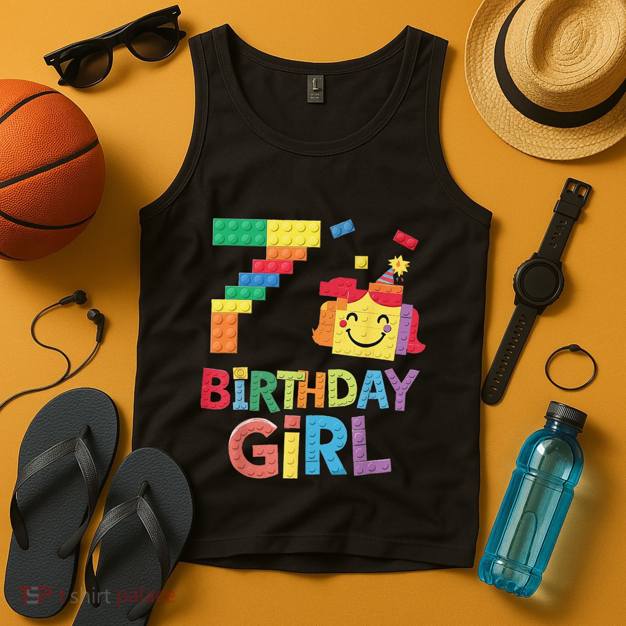 Master Builder 7th Birthday Girl 7 Year Old Brick Blocks Tank Top