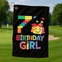 Master Builder 7th Birthday Girl 7 Year Old Brick Blocks Golf Towel thumb 1