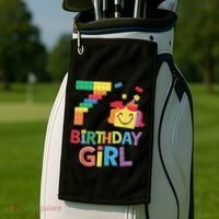 Master Builder 7th Birthday Girl 7 Year Old Brick Blocks Golf Towel thumb 2