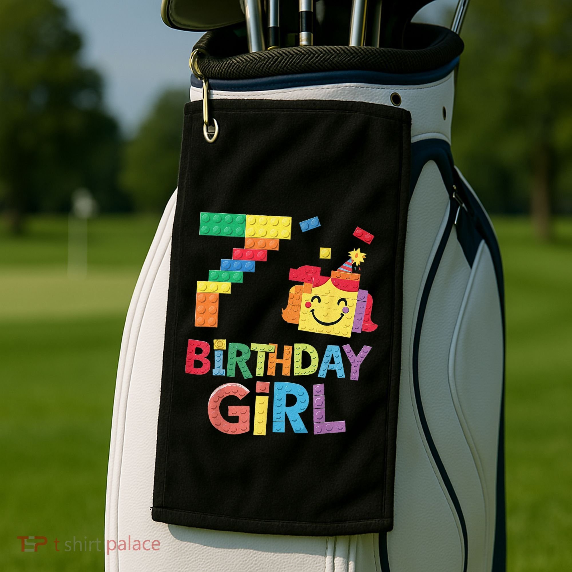 Master Builder 7th Birthday Girl 7 Year Old Brick Blocks Golf Towel