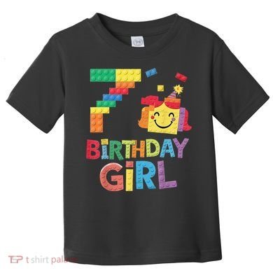 Master Builder 7th Birthday Girl 7 Year Old Brick Blocks Toddler T-Shirt