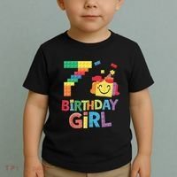 Master Builder 7th Birthday Girl 7 Year Old Brick Blocks Toddler T-Shirt thumb 2