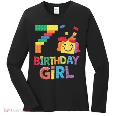 Master Builder 7th Birthday Girl 7 Year Old Brick Blocks Women's Long Sleeve Shirt